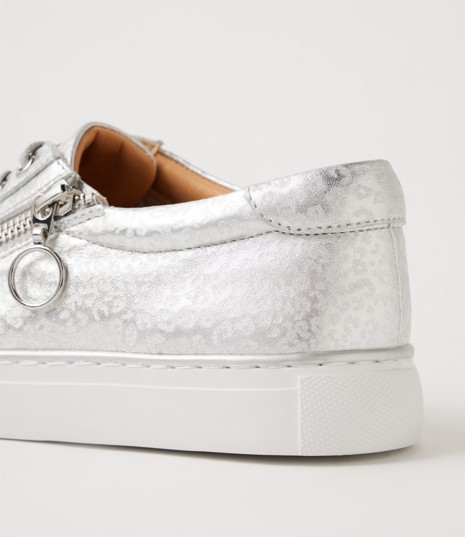 Pamela Xf Silver Cheetah Leather Sneakers