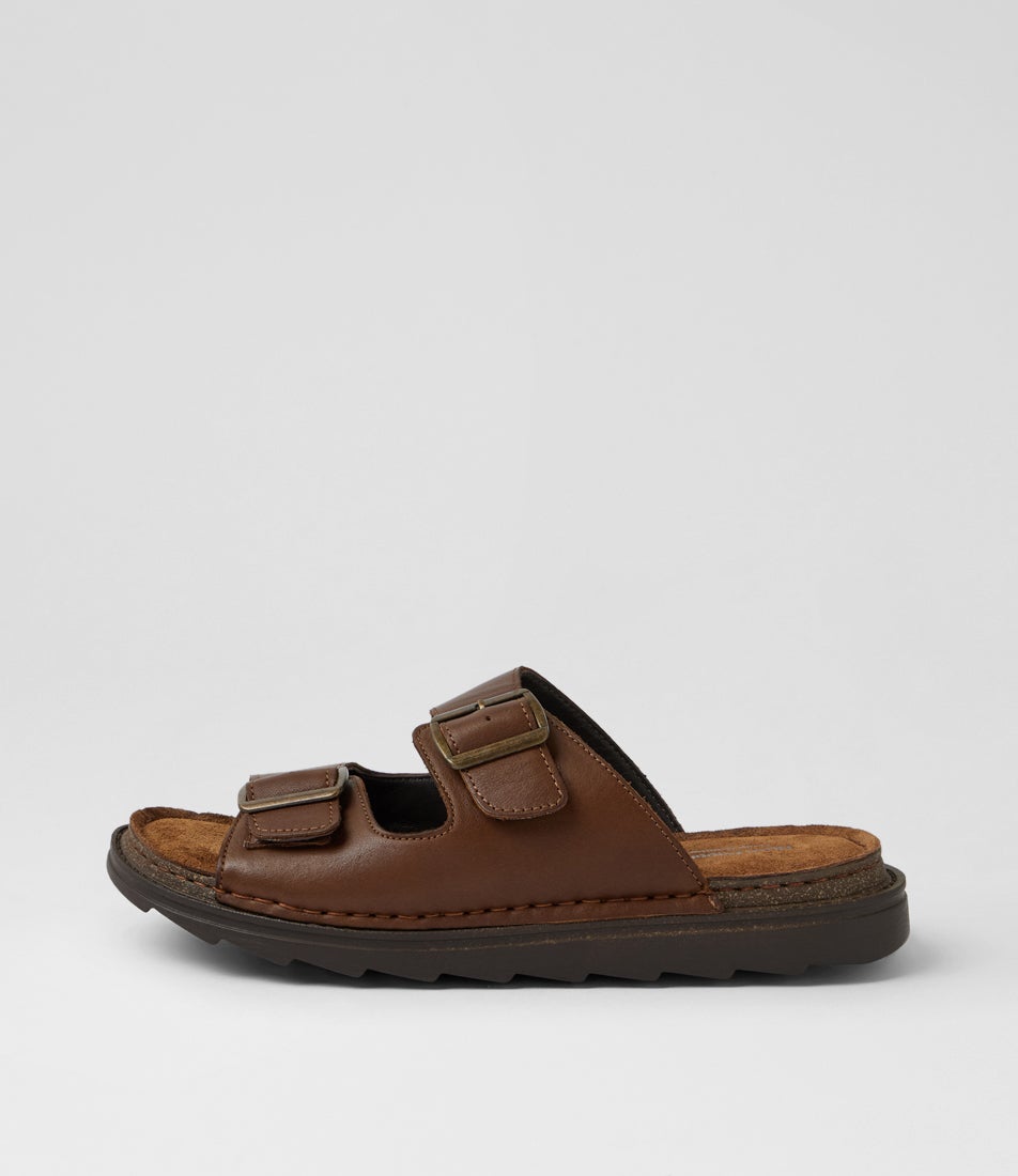 Irvin Cognac Leather Slides