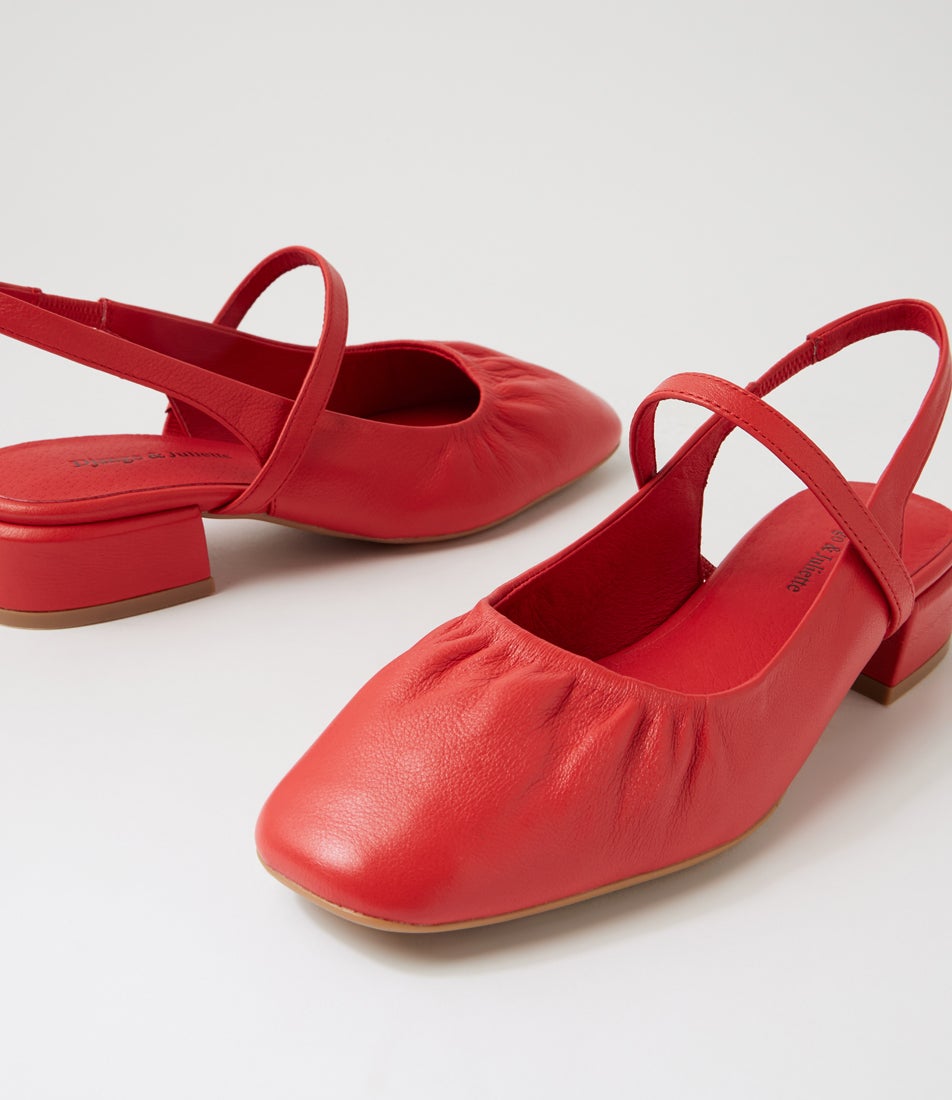 Varka Red Leather Slingbacks