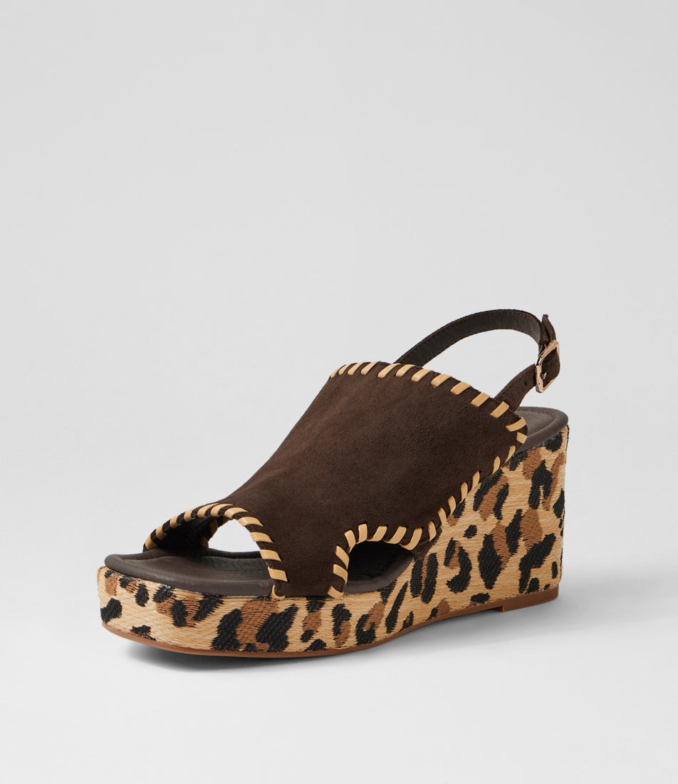 Conee Choc Leopard Multi Slingbacks