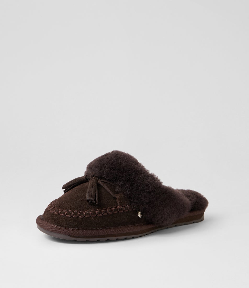 Tahnee Chocolate Suede Slippers