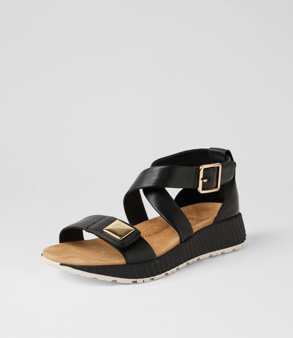 Loydes W Black Leather Sandals