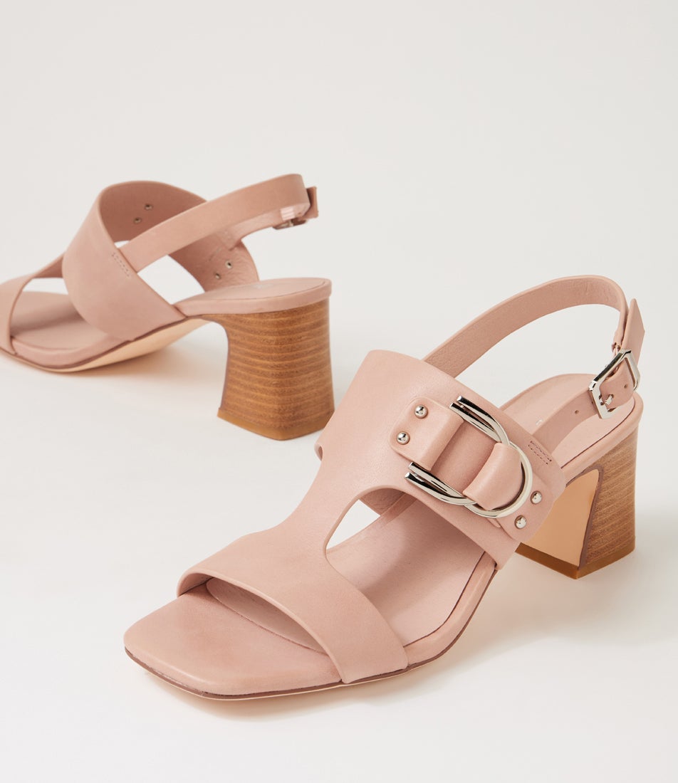Jenine Mushroom Natural Heel Leather Sandals
