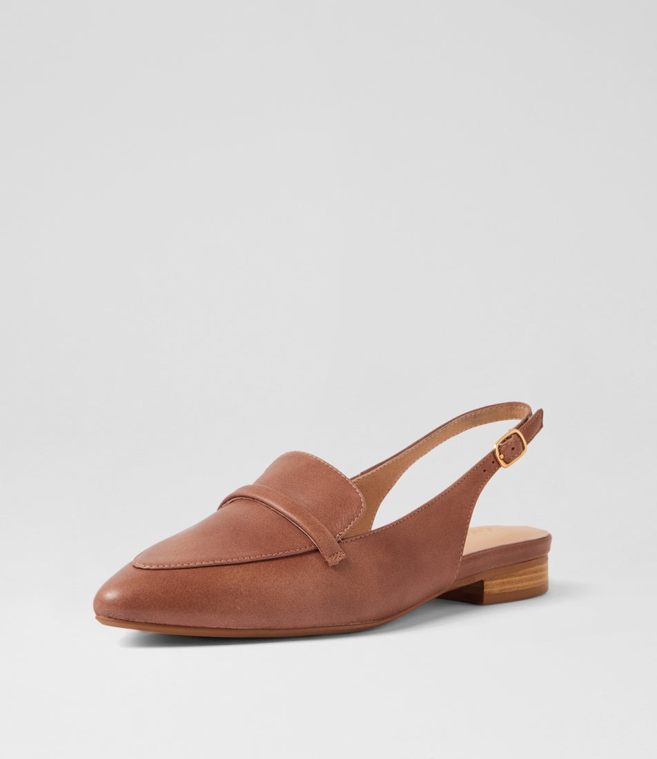 Dainer Coco Dark Natural Leather Flat Shoes