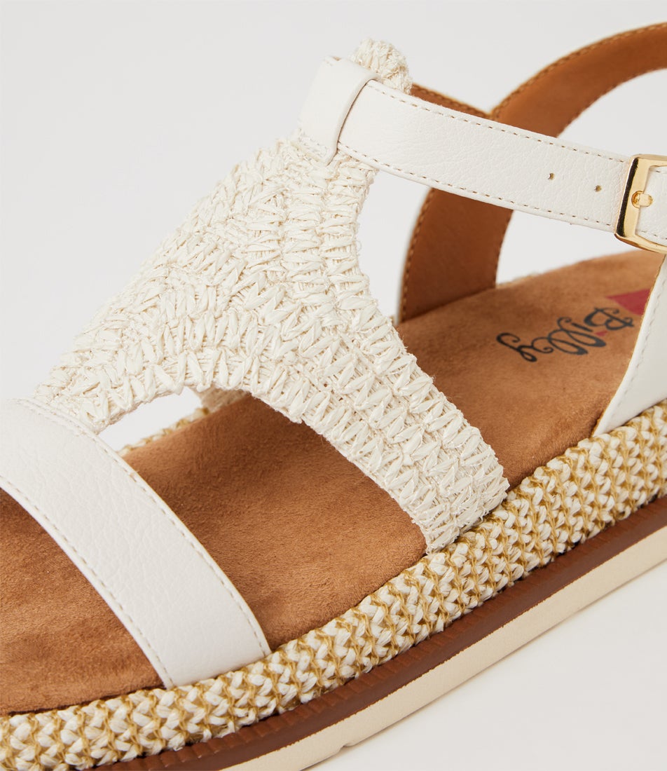 Daeman White Raffia Slides