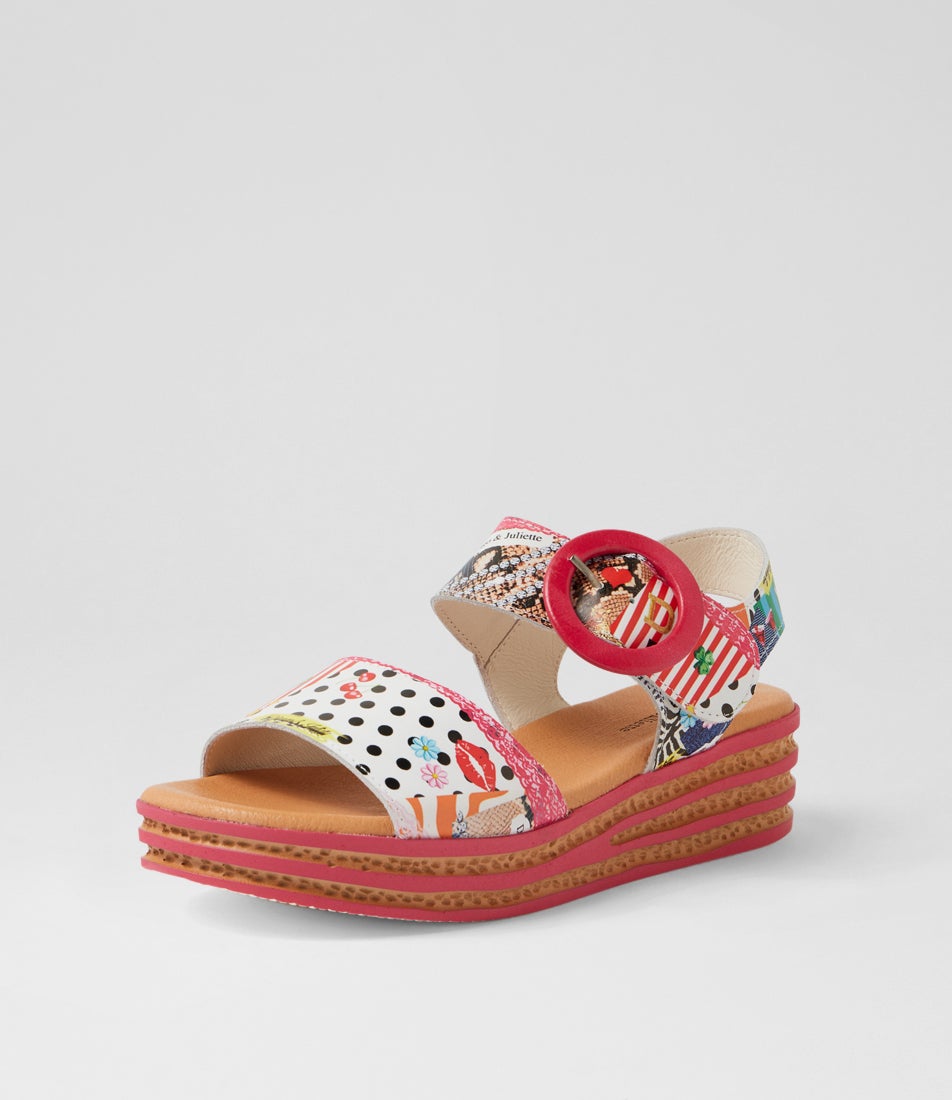 Cubbie Collage 2 Print Leather Sandals