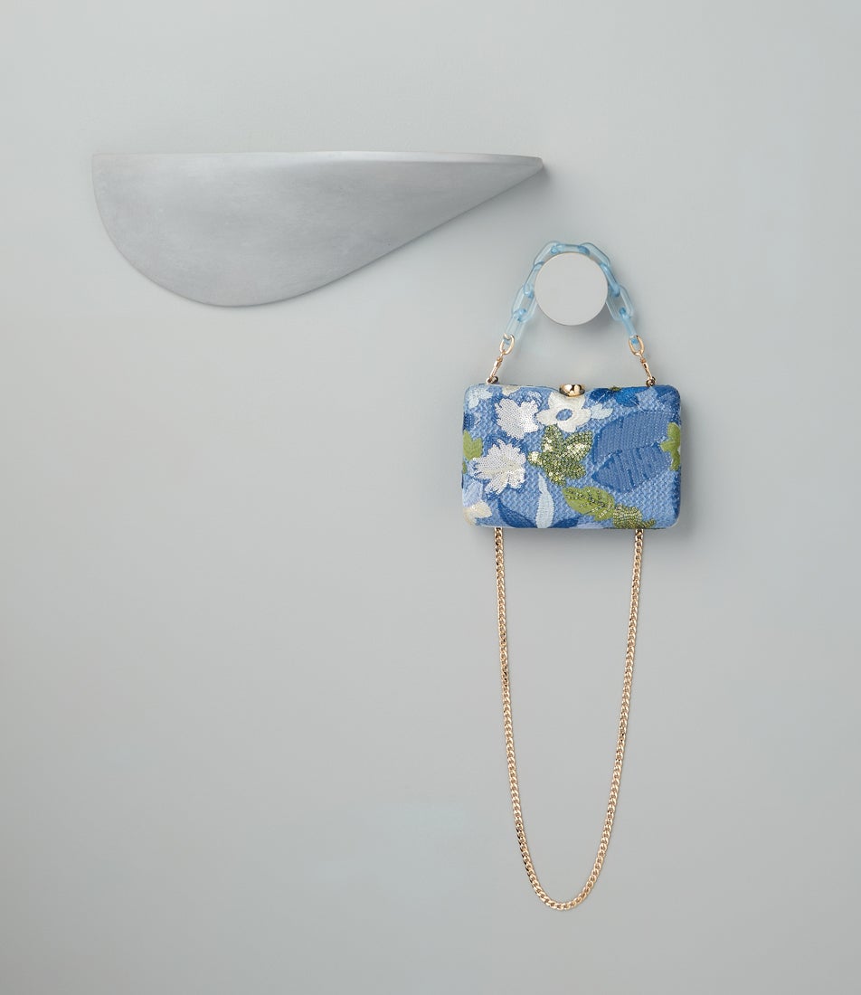 Greta Floral Blue Fabric Clutch