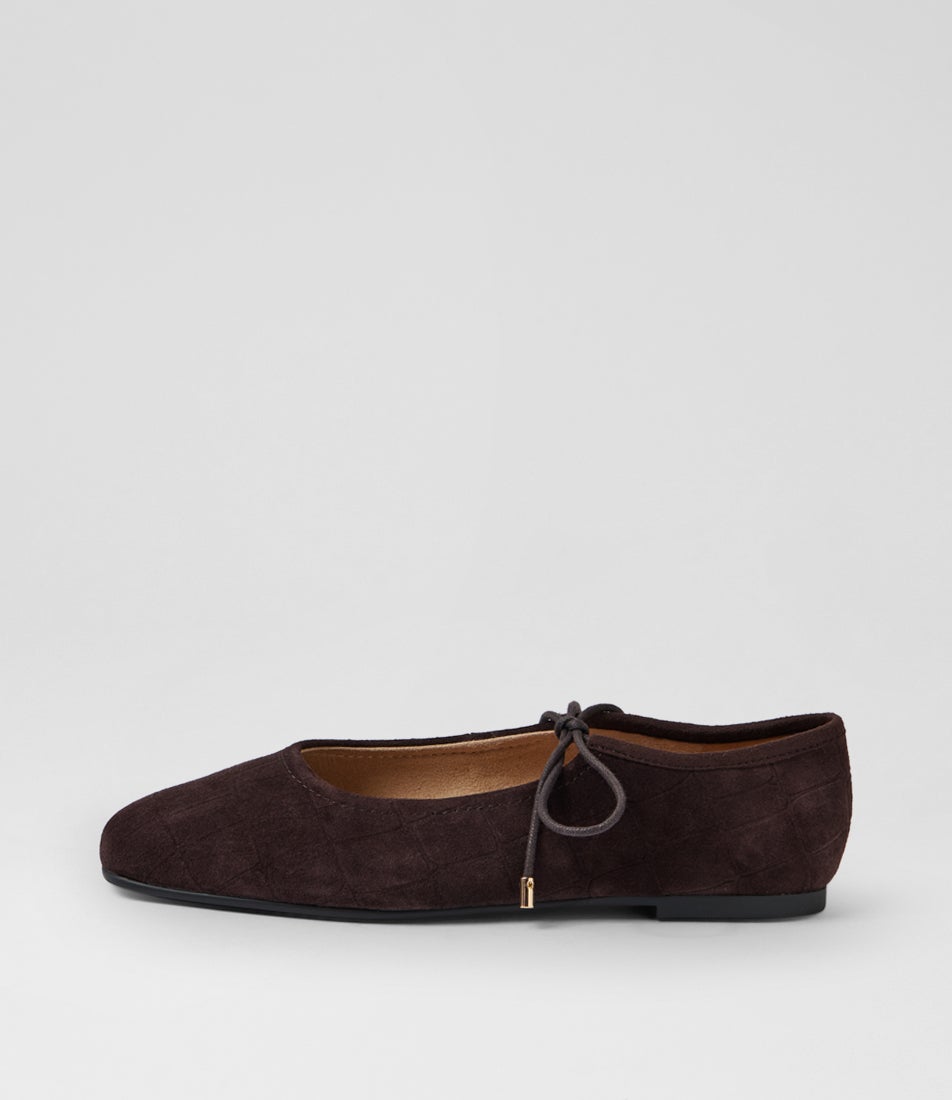 Ingrid Chocolate Suede Croc Ballet Flats Ingrid Chocolate Suede Croc Ballet Flats