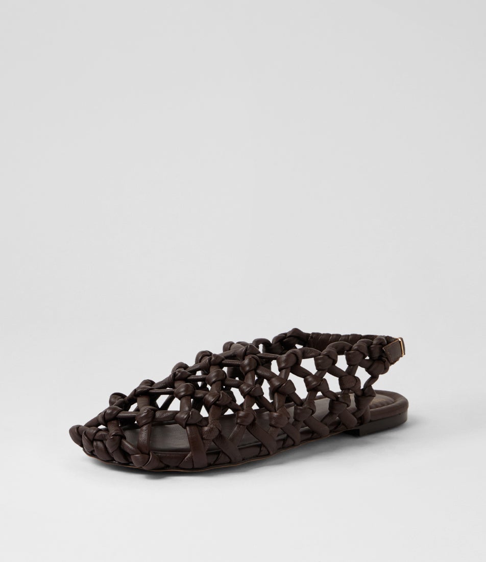 Ann Aya Coffee Bean Leather Slingbacks