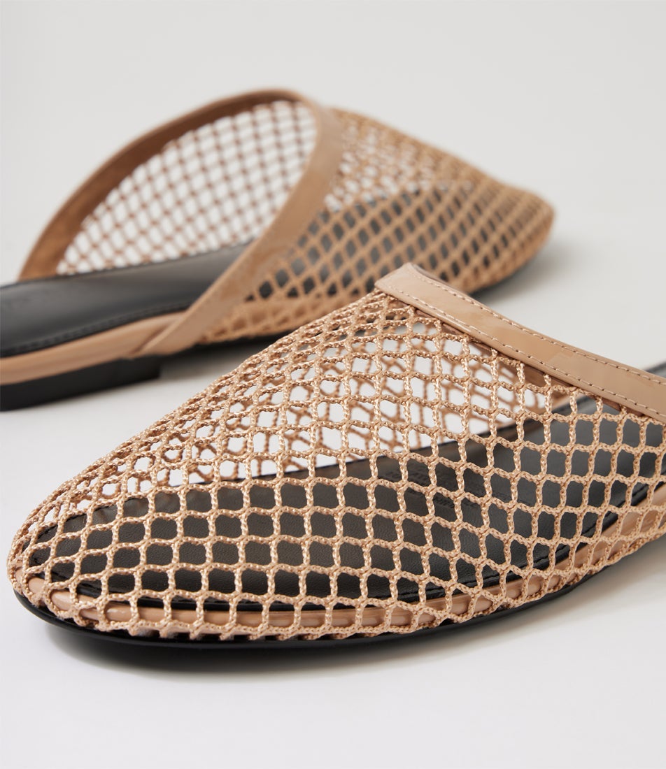 Lallina Nude Patent Mesh Slides