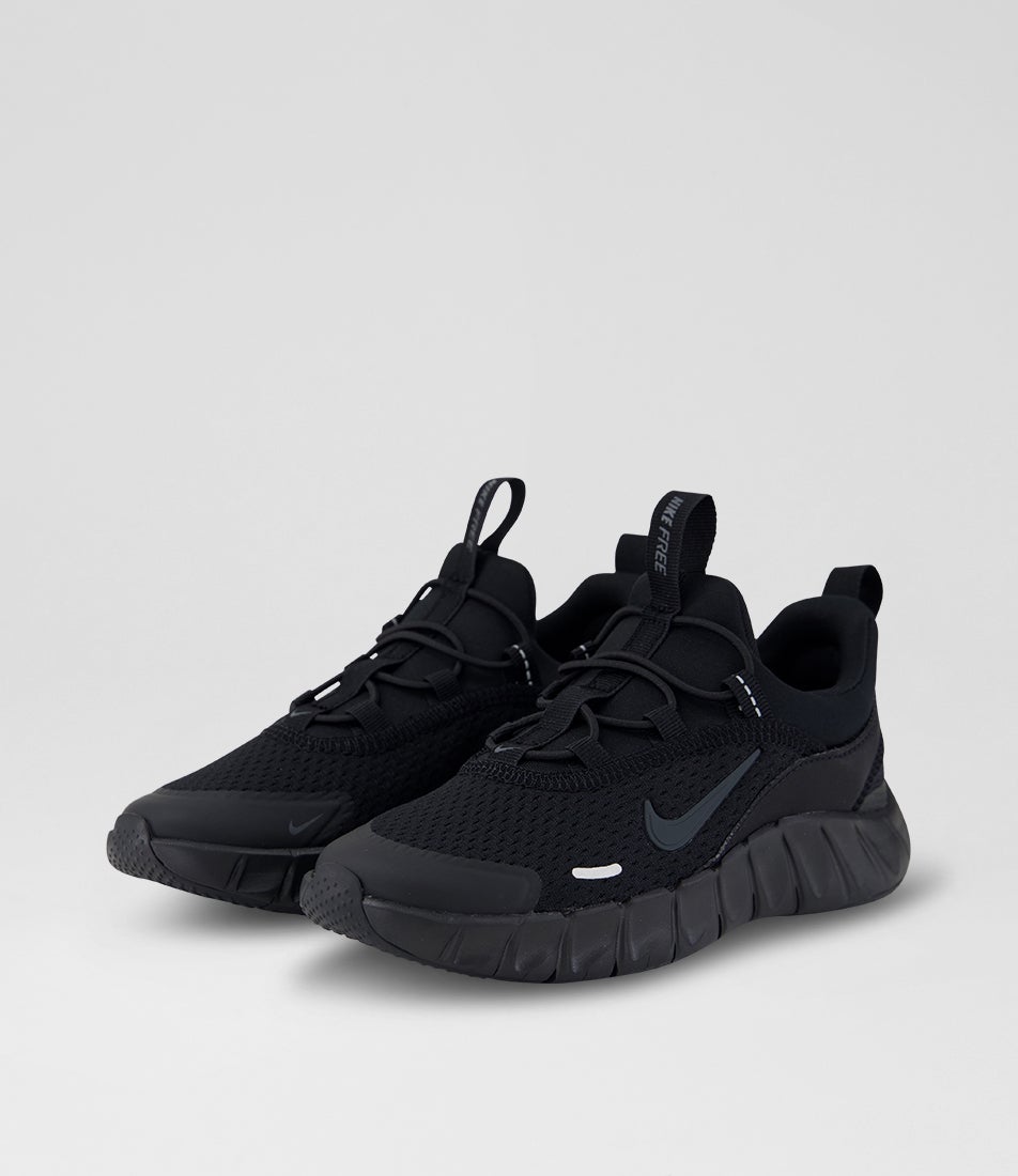 Free Ride Junior Black Anthracite Mesh Lace Up Sneakers