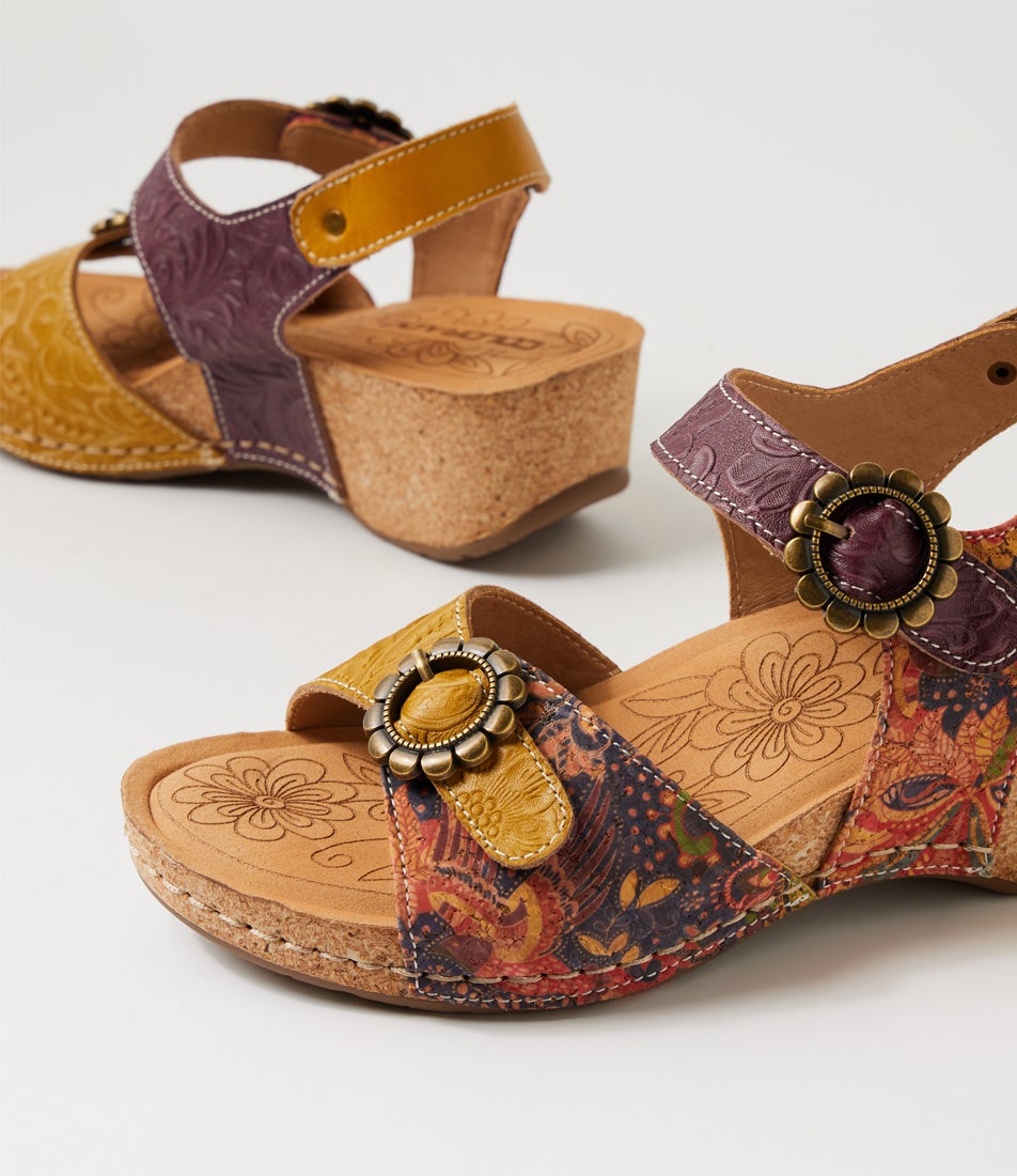 Judah Yellow Purple Leather Heeled Sandals Judah Yellow Purple Leather Heeled Sandals