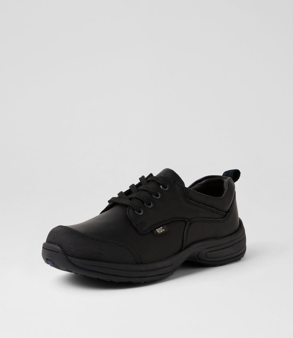 Honcho Youth Black Leather Lace Up School Shoes