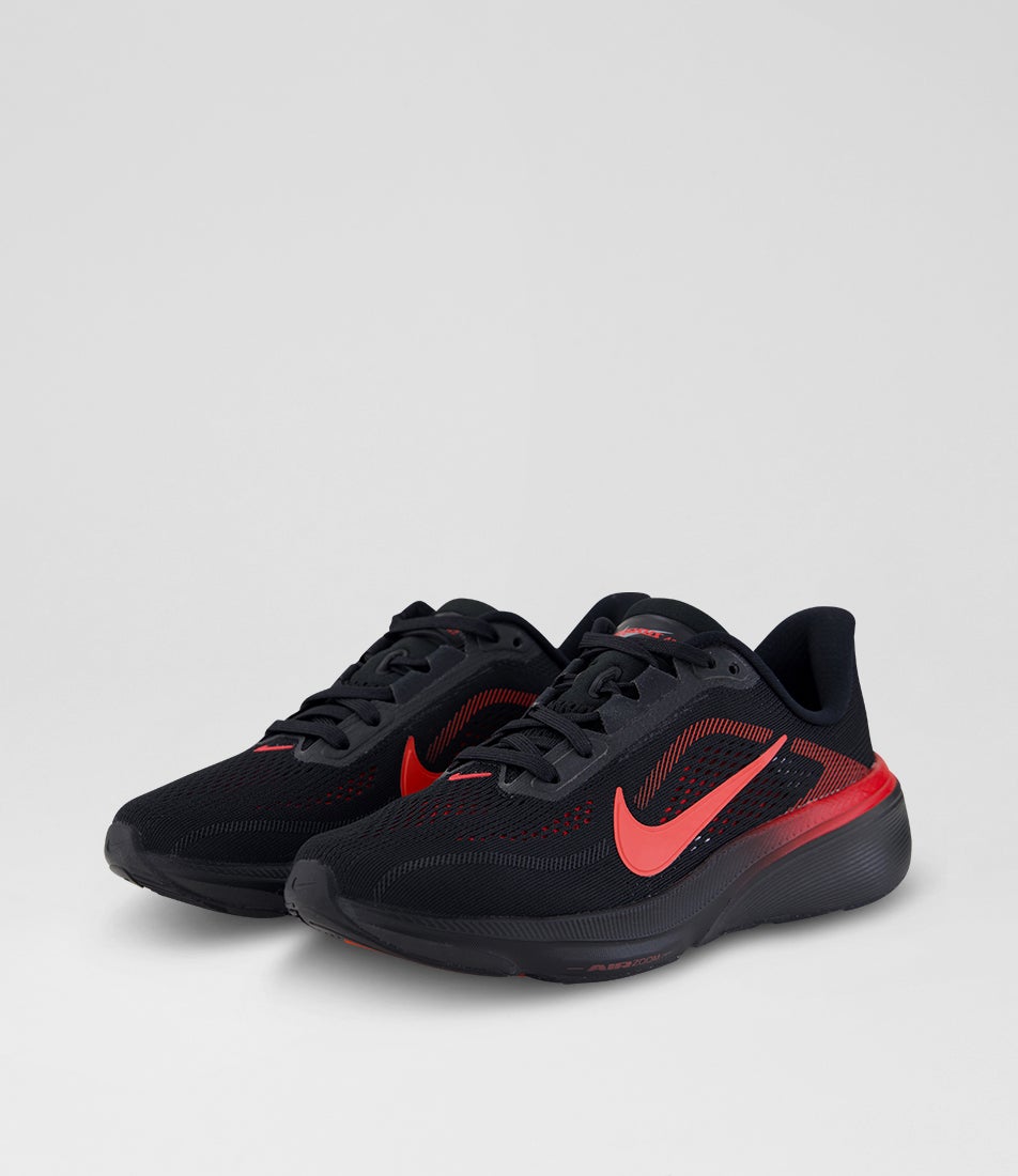 Air Zoom Pegasus 42 Youth Black Bright Crimson Red Mesh Sneakers