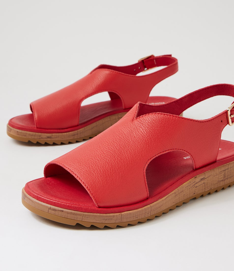 Olingos Red Leather Sandals