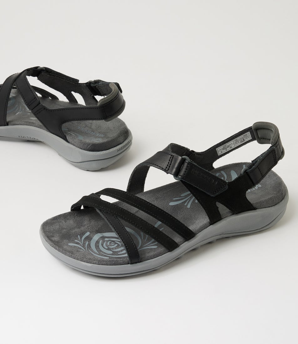 Harbor Backstrap Black Leather Sandals