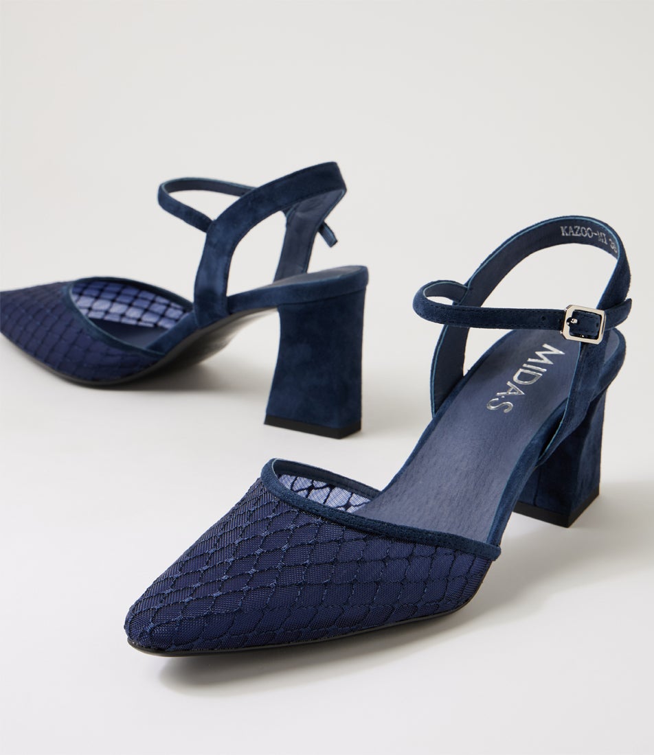 Kazoo Navy Suede Mesh Heels