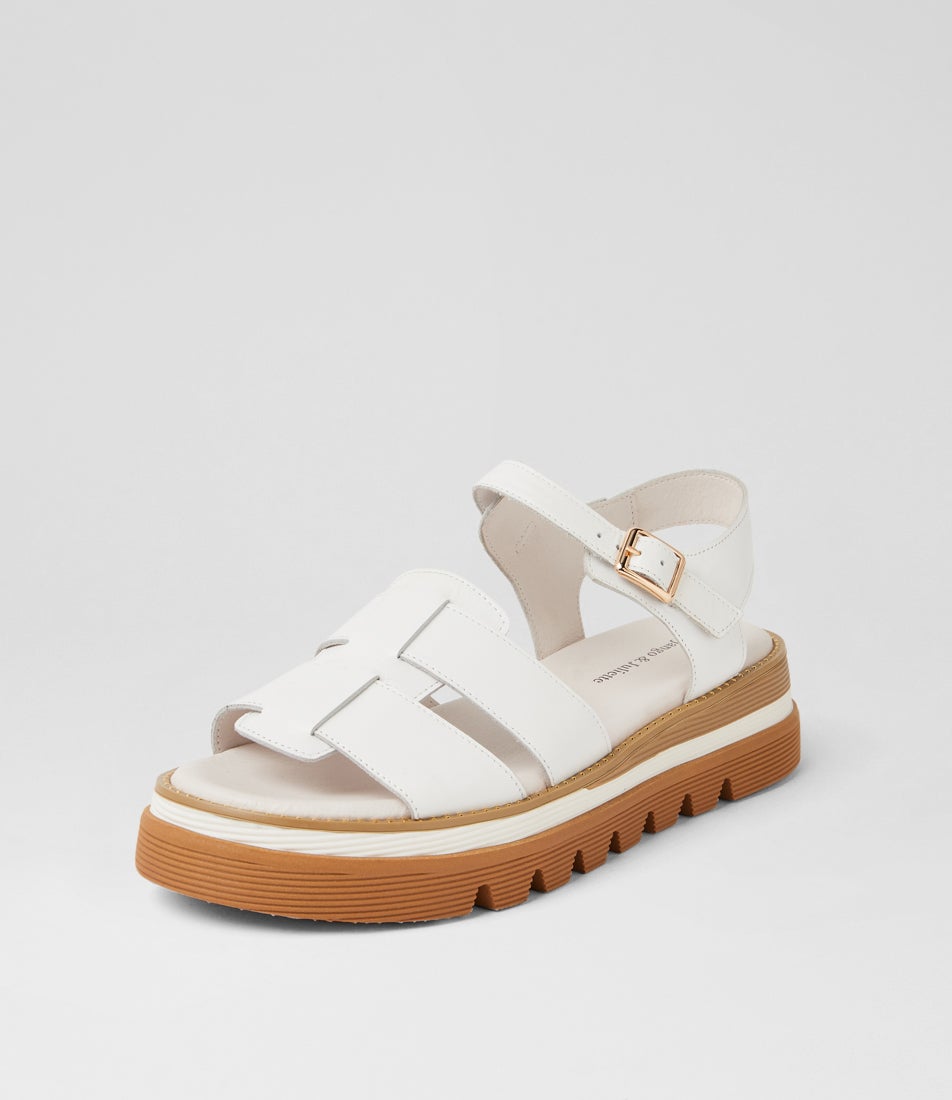 Simm White Leather Sandals