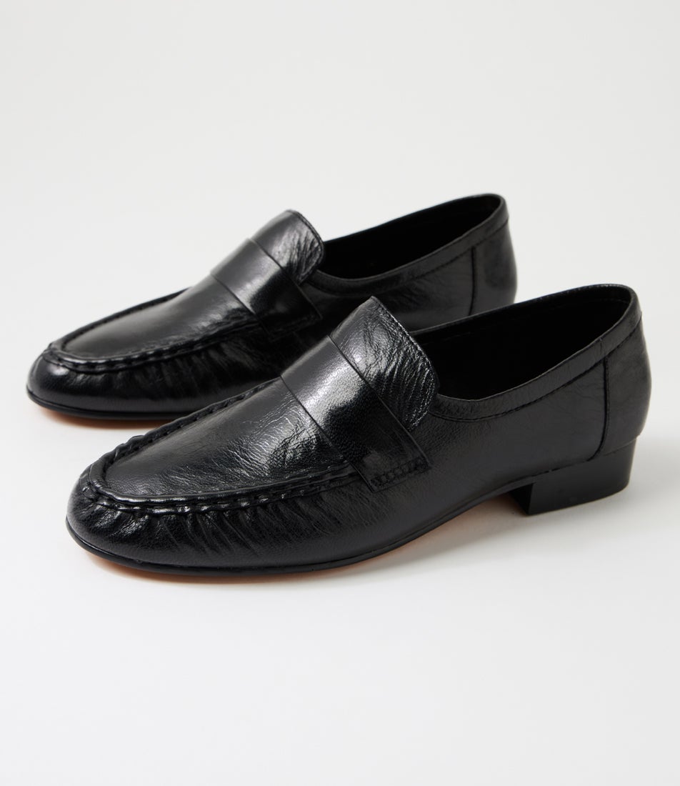 Wissue Black Polish Leather Loafers Wissue Black Polish Leather Loafers