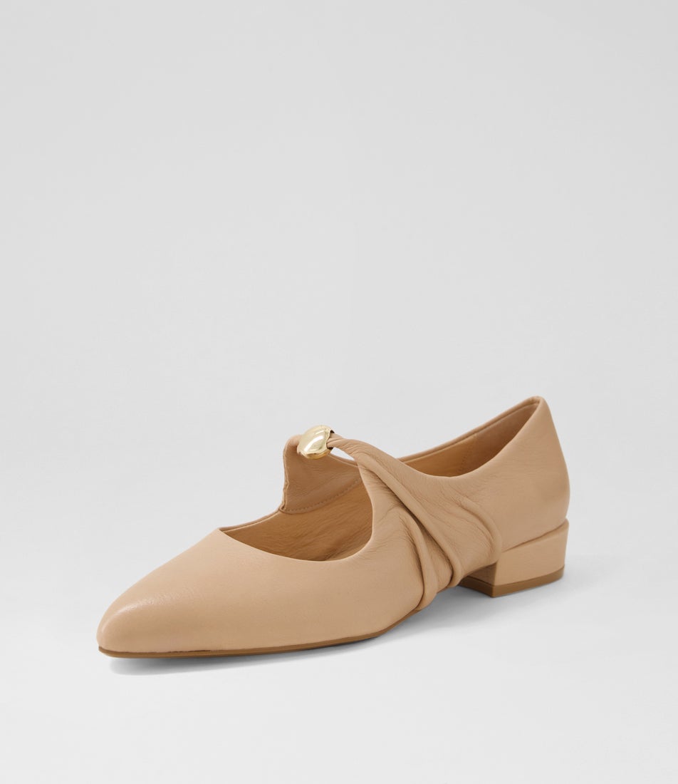 Estrela Cappuccino Leather Mary Janes