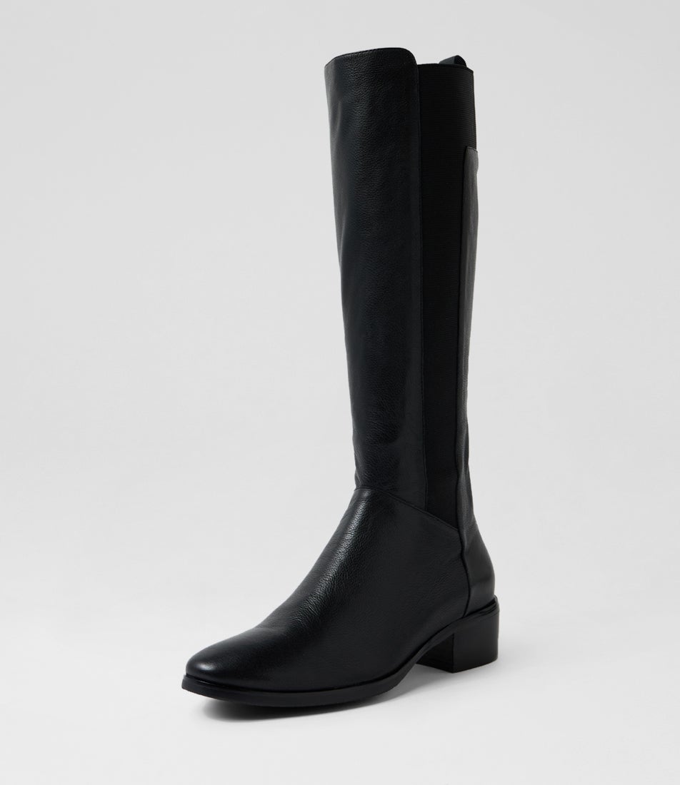 Tamada Black Leather Knee High Boots