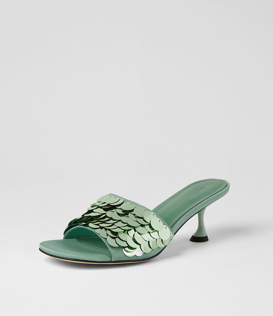 Ampale Mint Sequin Sandals