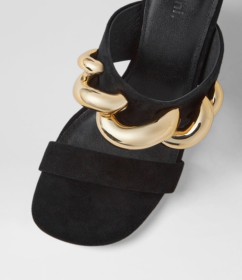 Ellsa Black Suede Sandals