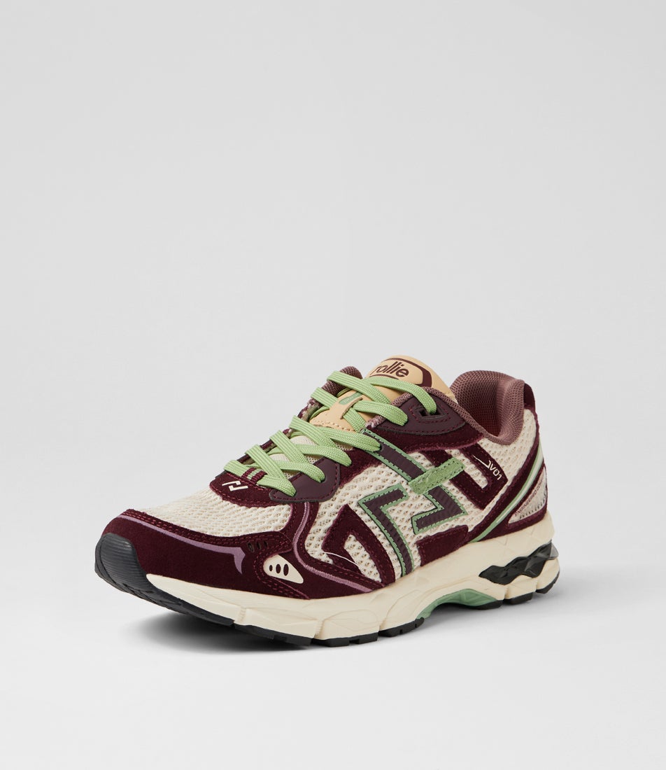 Kumo Burgundy Suede Mesh Sneakers