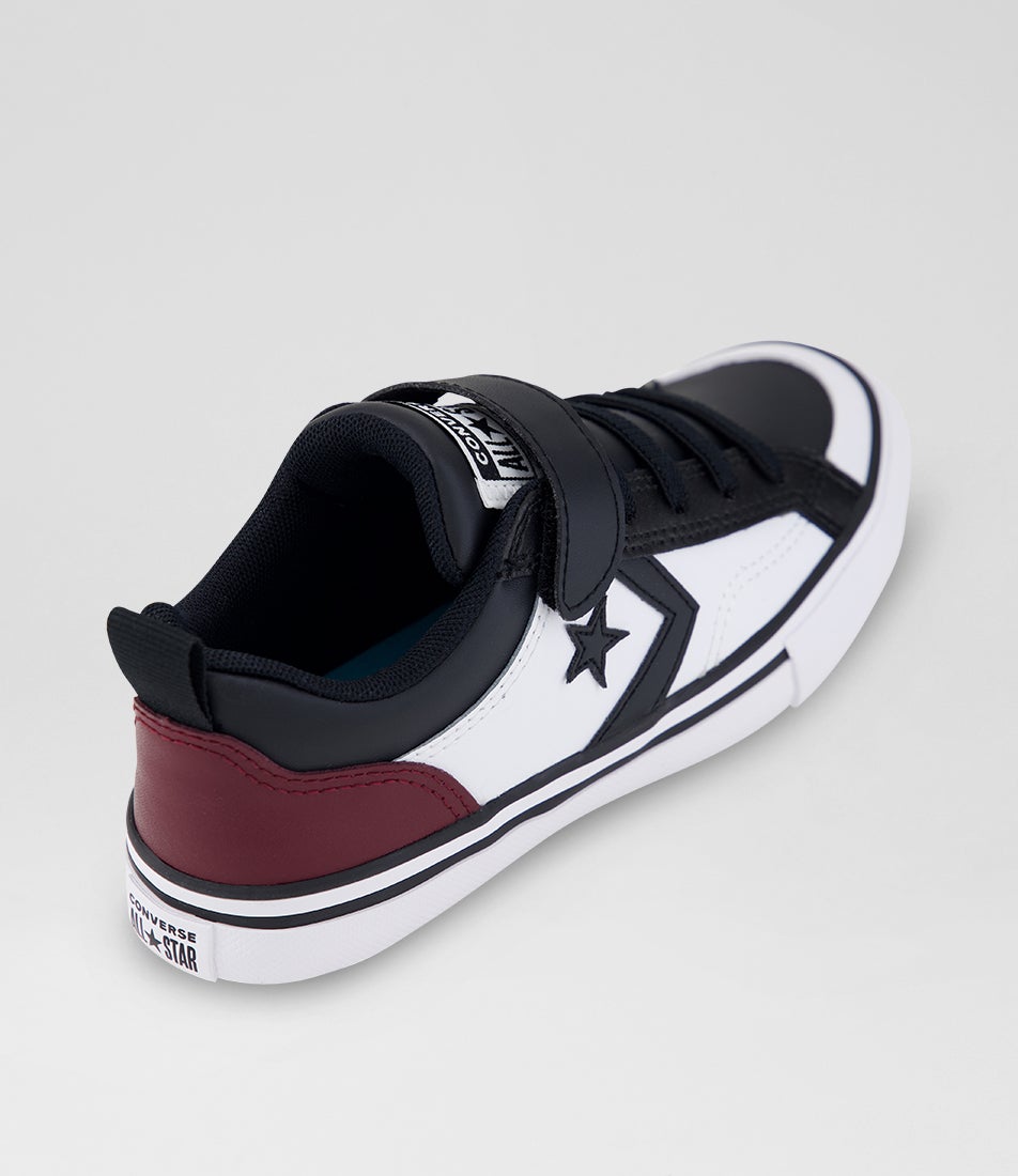 Pro Blaze Junior White Black Deep Bordeaux Leather Sneakers