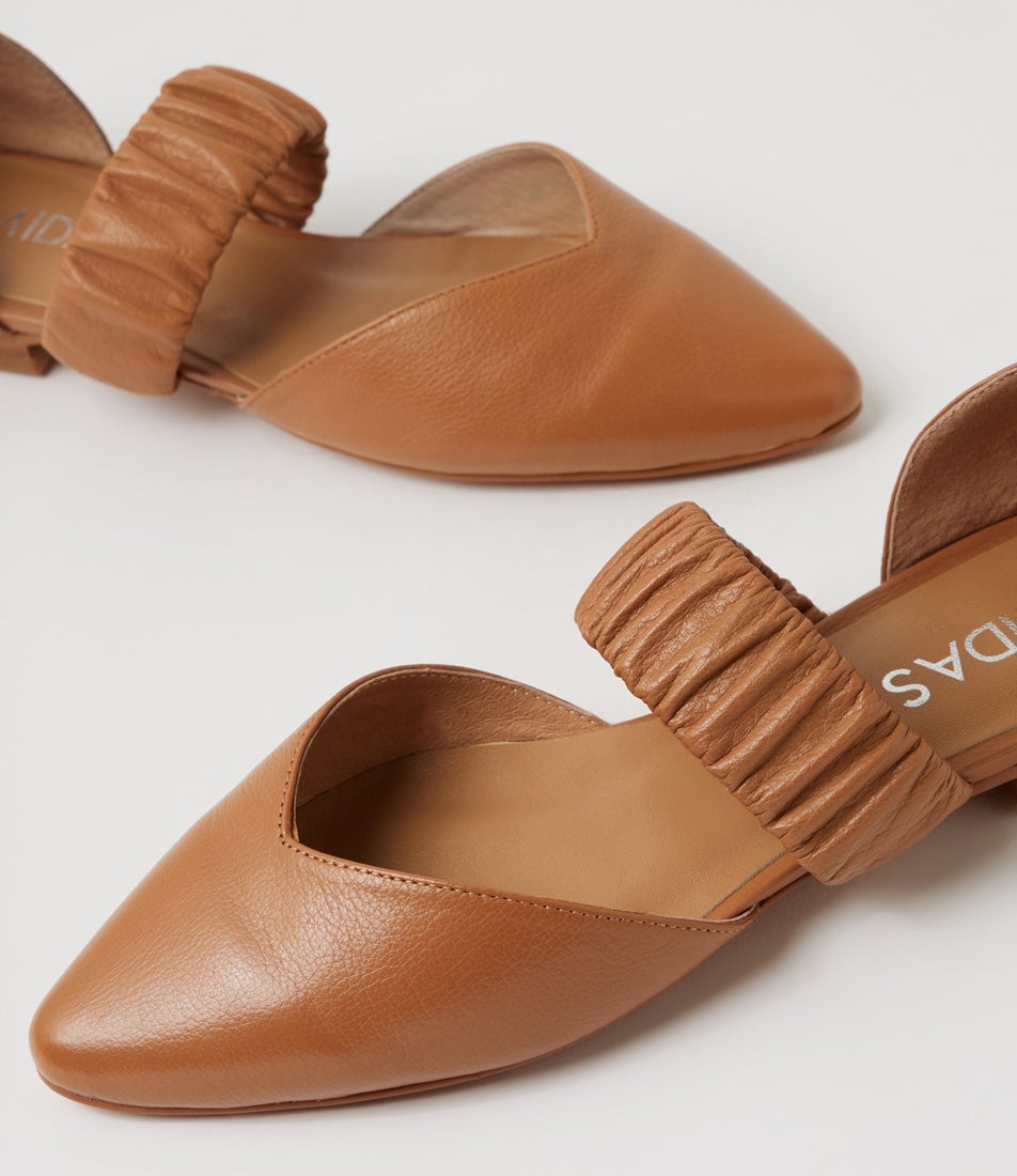 Garfield Dark Tan Leather Flat Shoes