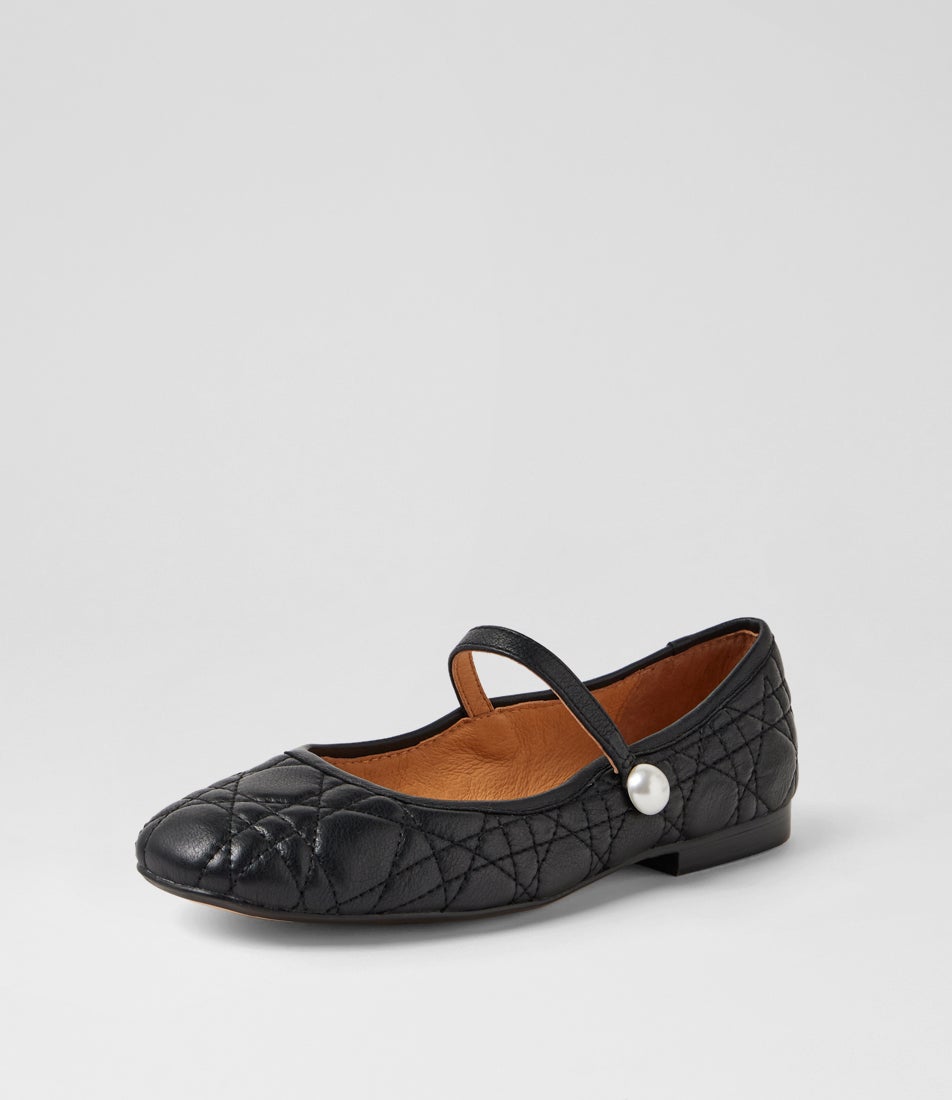 Morli Black Leather Flat Shoes