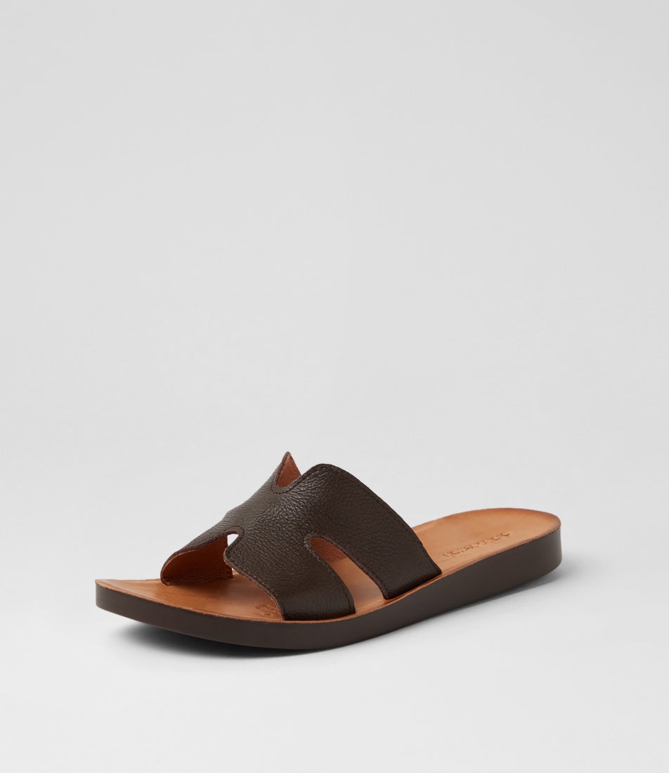 Nokker Mocca Leather Slides