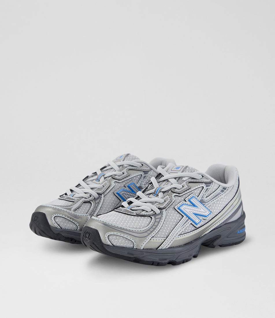 740 Junior Dark Silver Metallic Fan Blue Mesh Sneakers