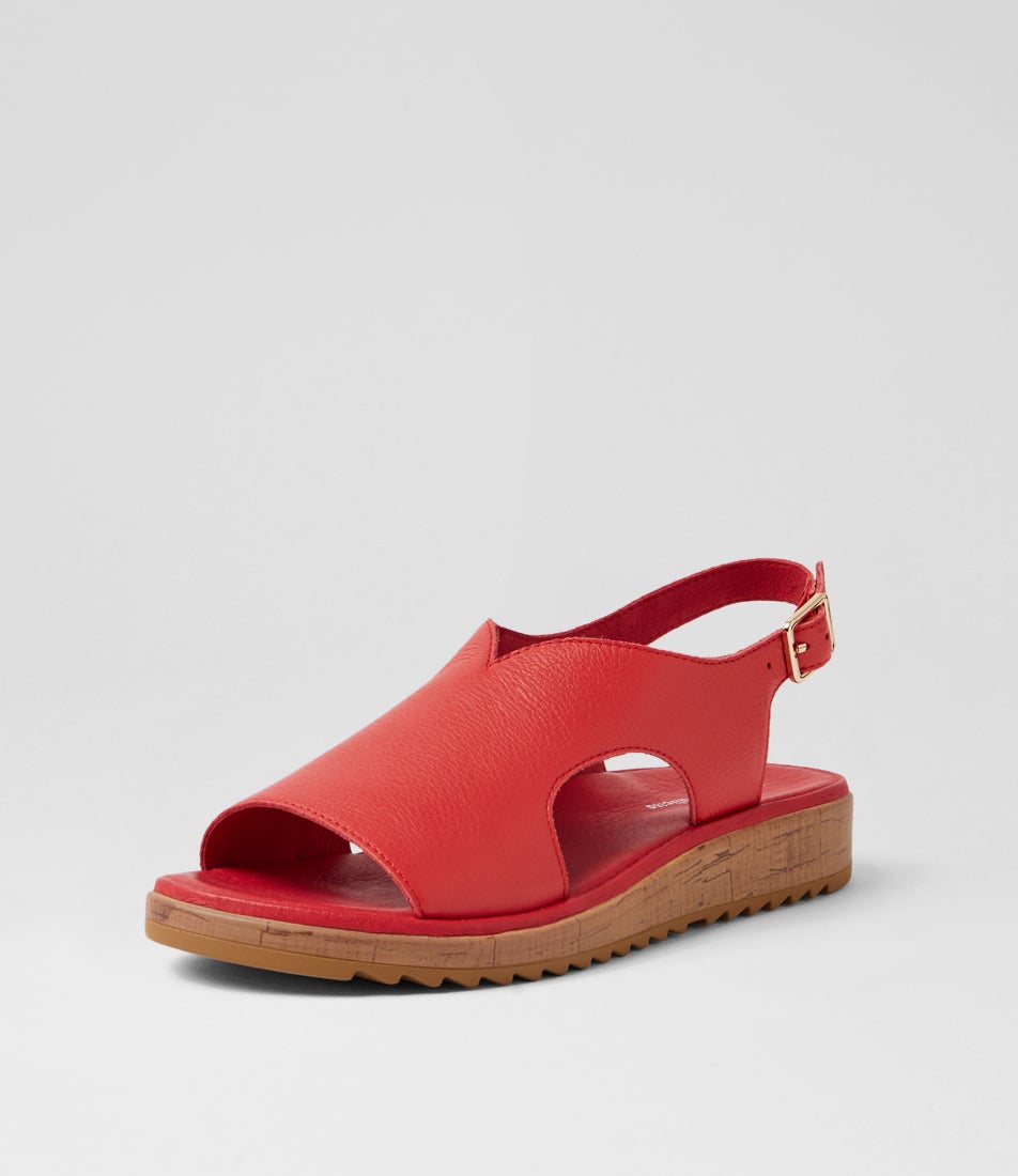 Olingos Red Leather Sandals