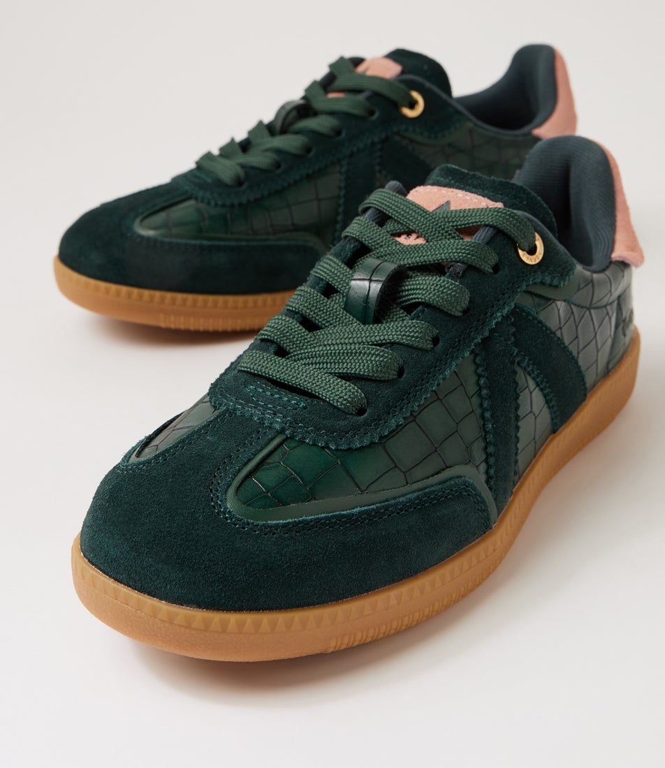 Elite Classic Croc Green Pink Suede Sneakers