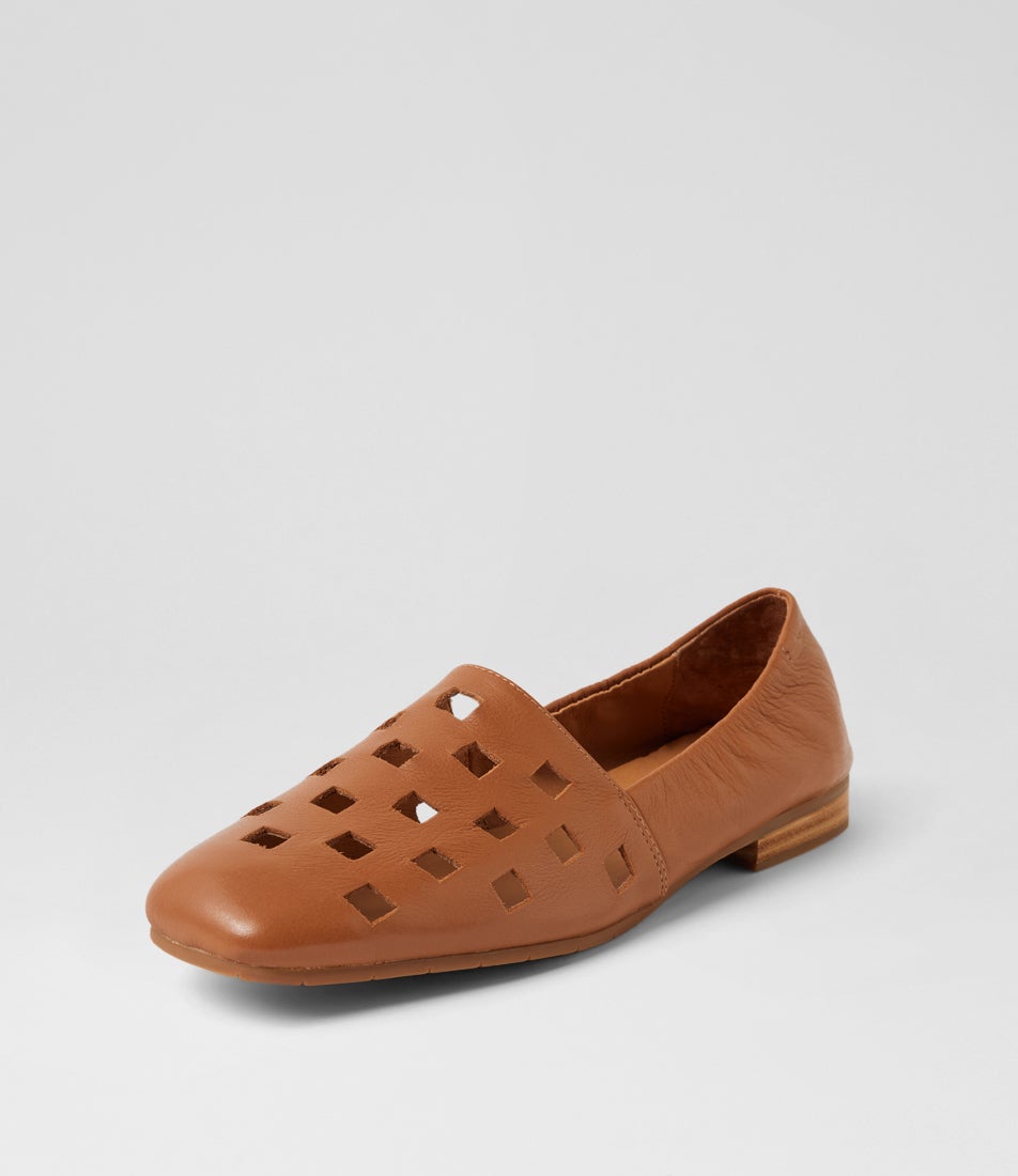 Parvoni Dark Tan Leather Flat Shoes