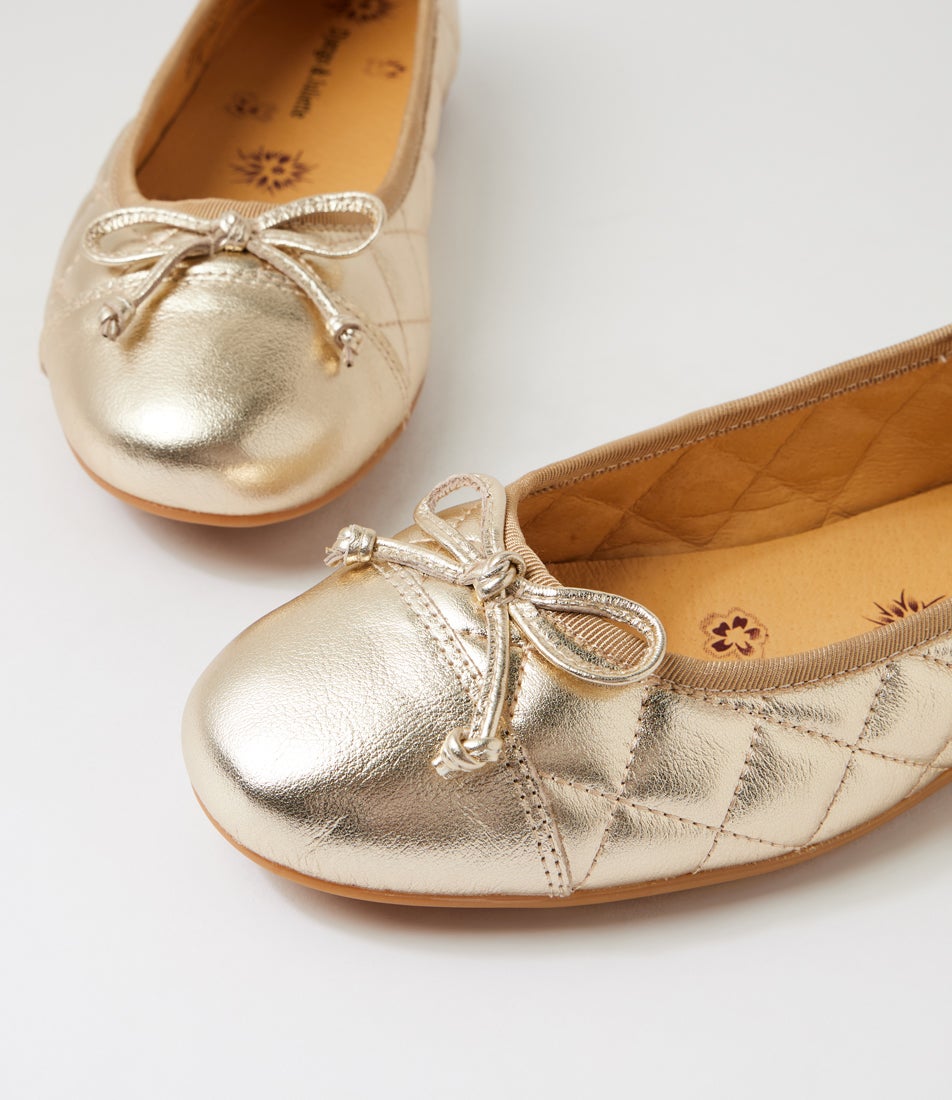 Bookie Pale Gold Leather Ballet Flats