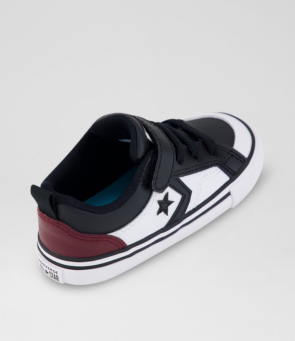 Pro Blaze Toddler White Black Deep Bordeaux Leather Sneakers