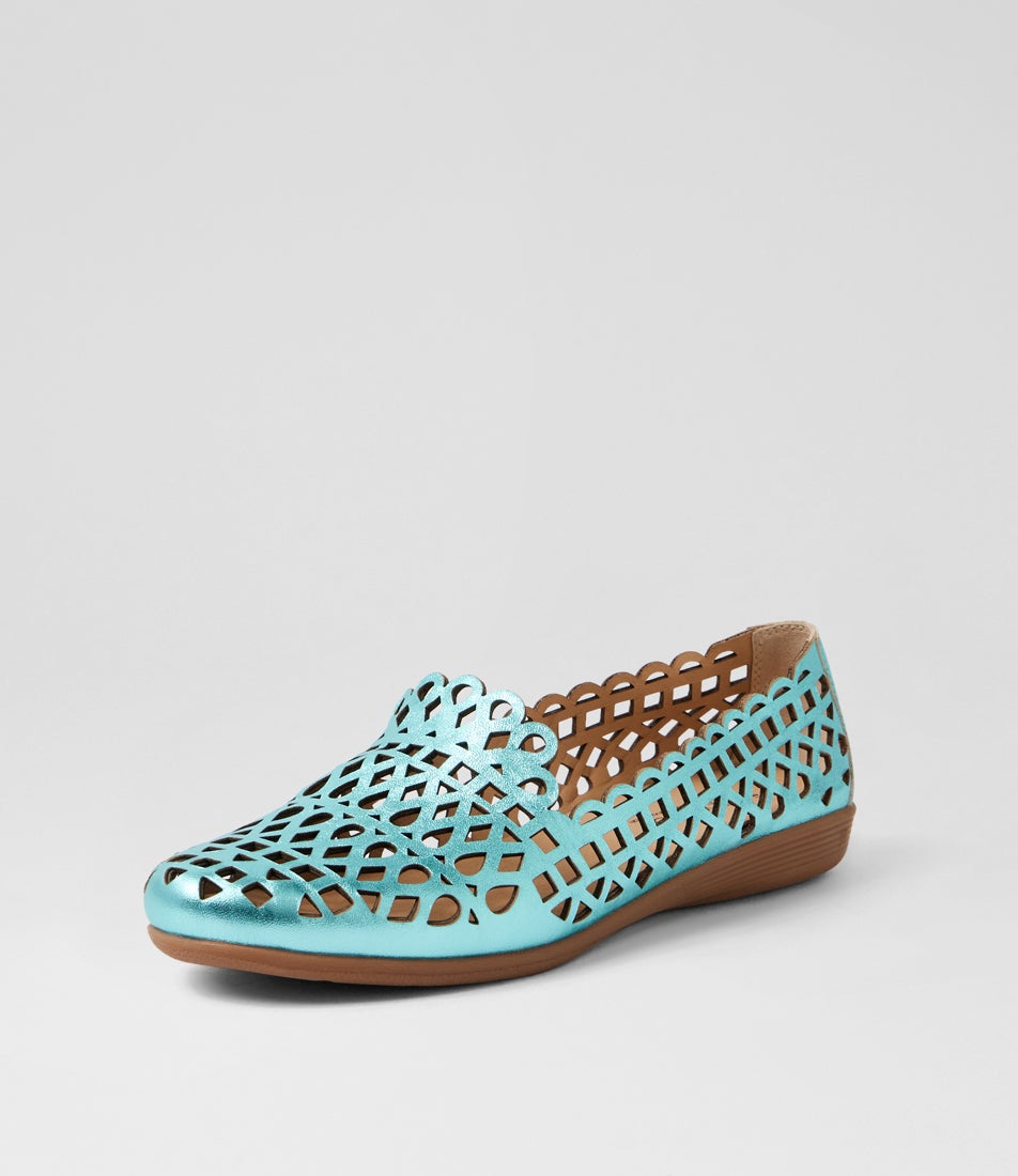 Hadelys Aqua Metallic Leather Loafers Hadelys Aqua Metallic Leather Loafers