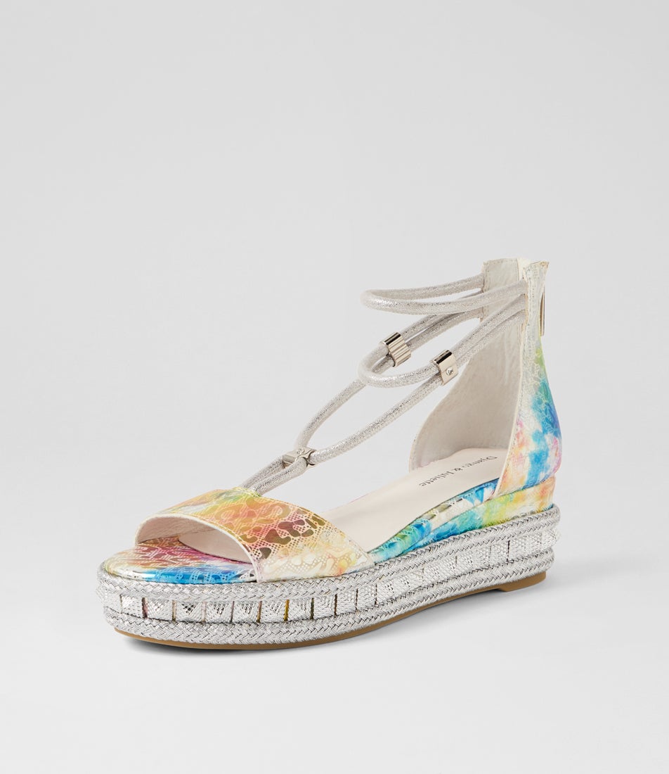 Miora Metal Leopard Silver Leather Sandals