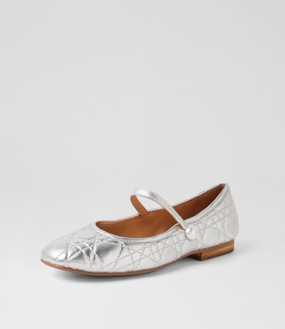 Morli Silver Leather Flat Shoes