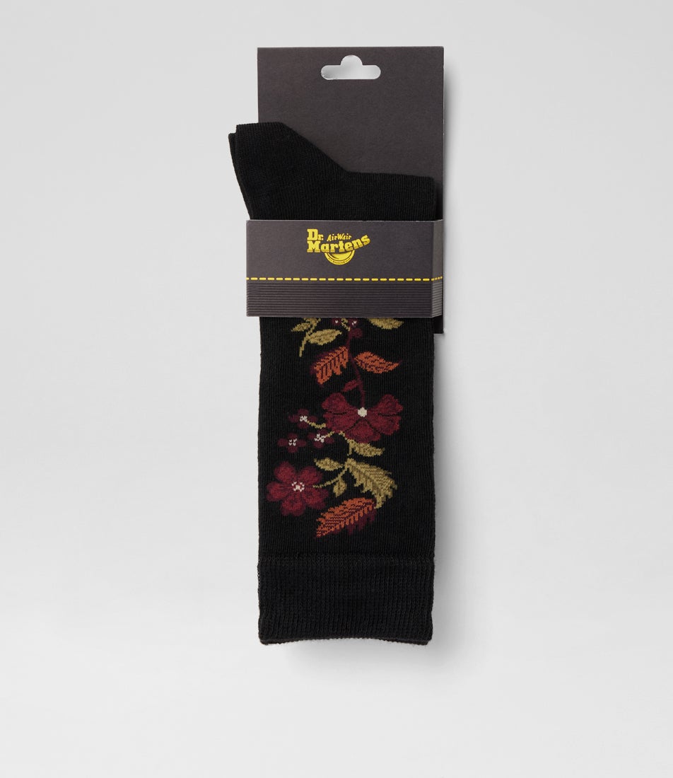 Floral Black Organic Cotton Socks