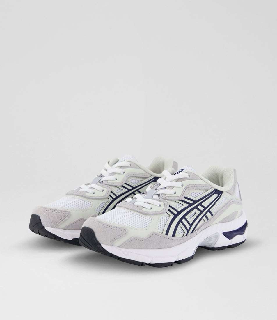 Gel Nyc Junior White Lake Grey Suede Wedge Sneakers