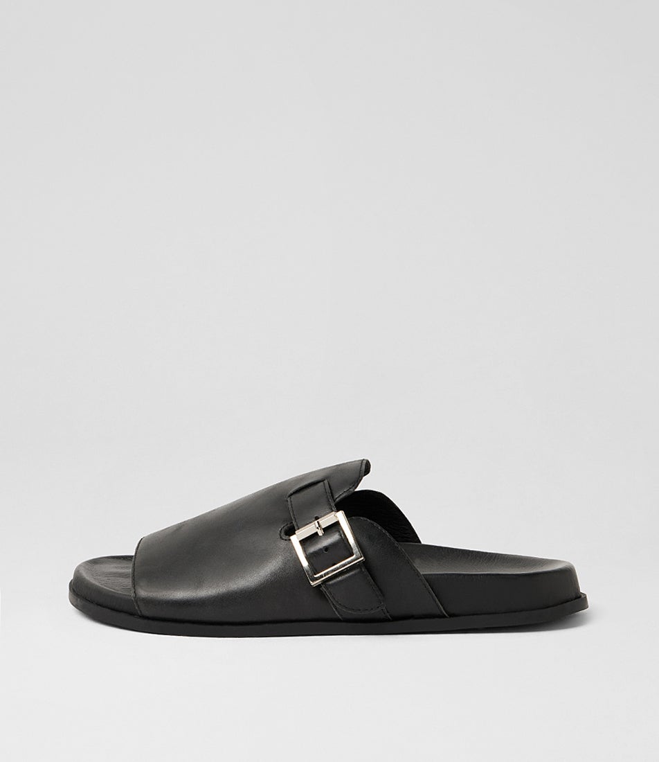 Tryna Black Leather Sandals