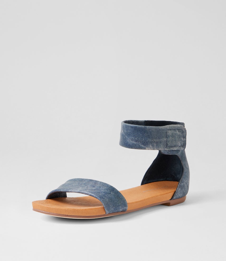 Juzz Blue Distress Denim Blue Distress Denim Leather Sandals Juzz Blue Distress Denim Blue Distress Denim Leather Sandals