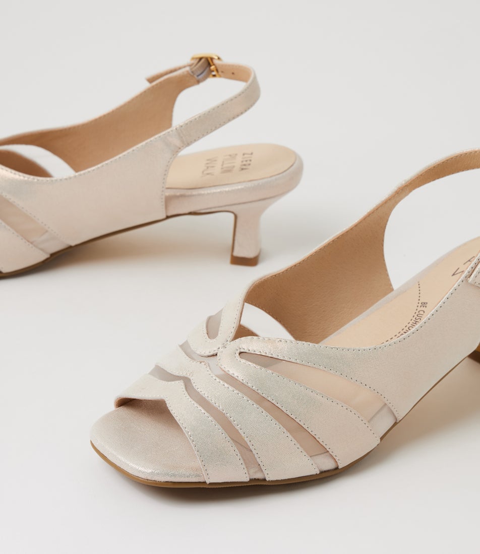 Itta Xw Beige Shimmer Leather Mesh Sandals