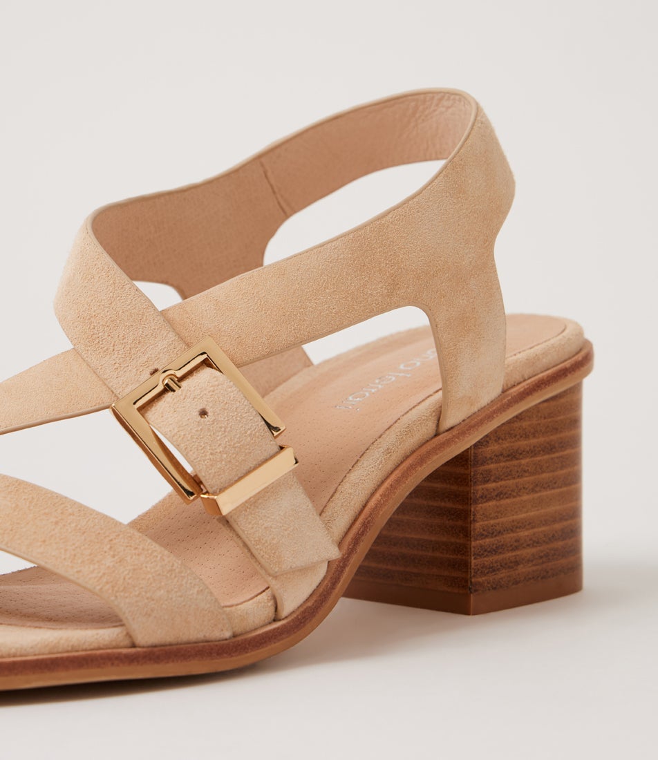 Acola Latte Natural Suede Sandals