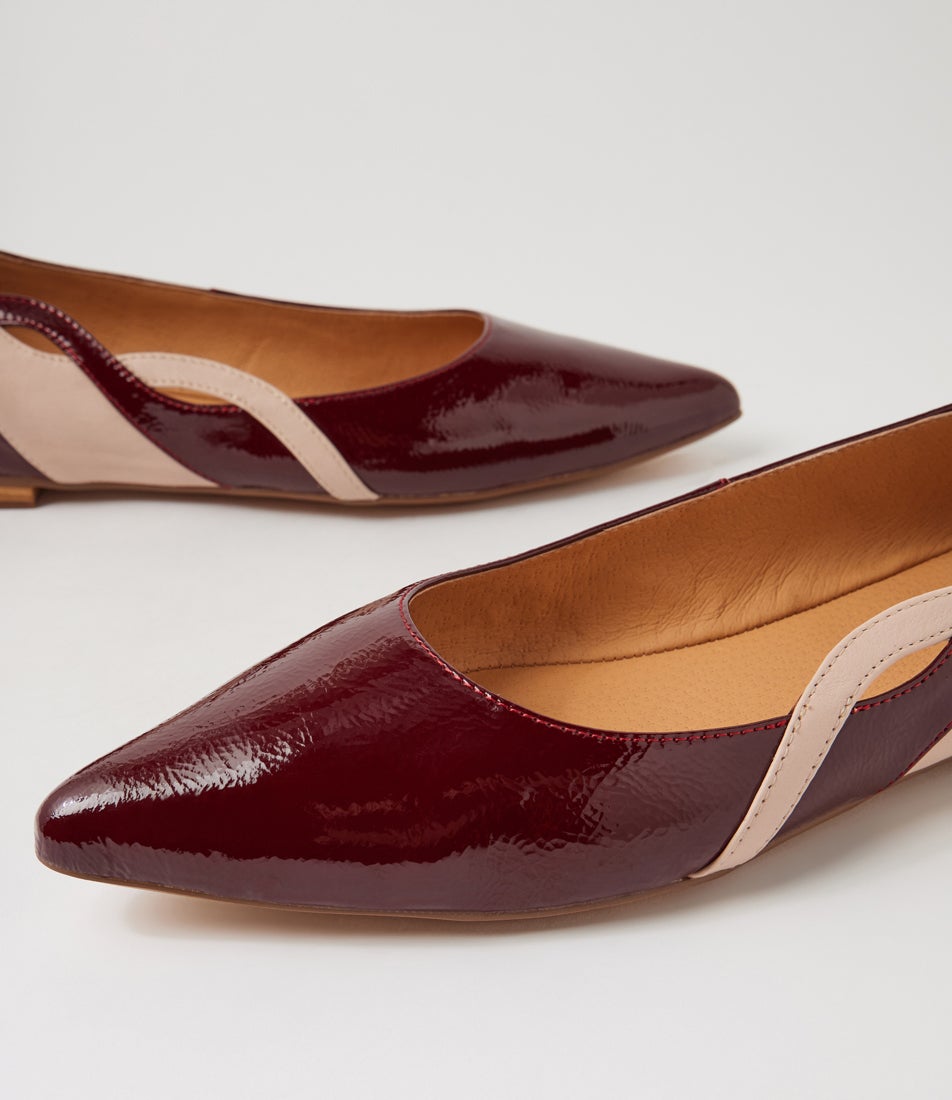 Yesica Wine Nude Patent Leather Ballet Flats