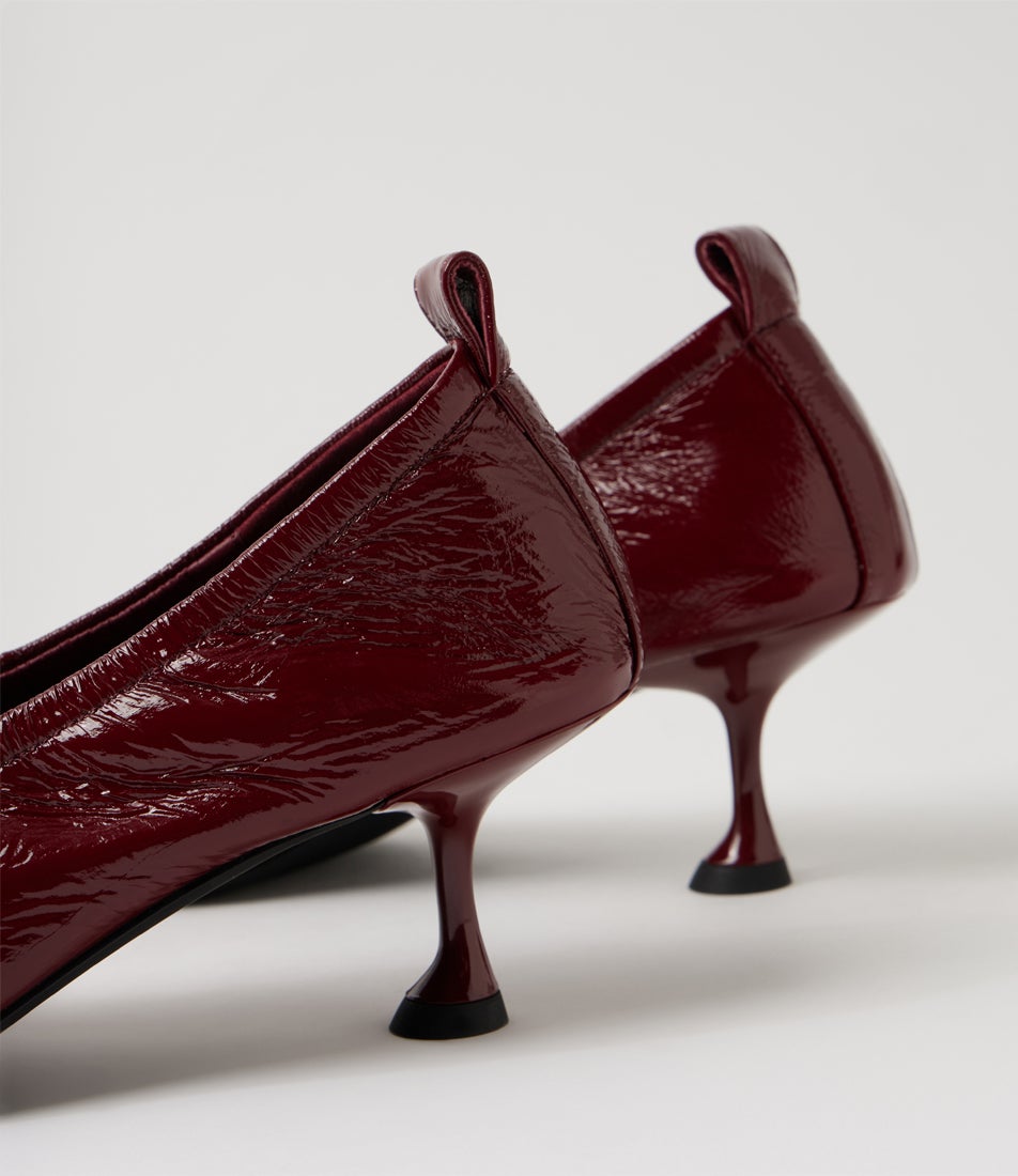 Amerli Bordeaux Crinkle Patent Pump Heels