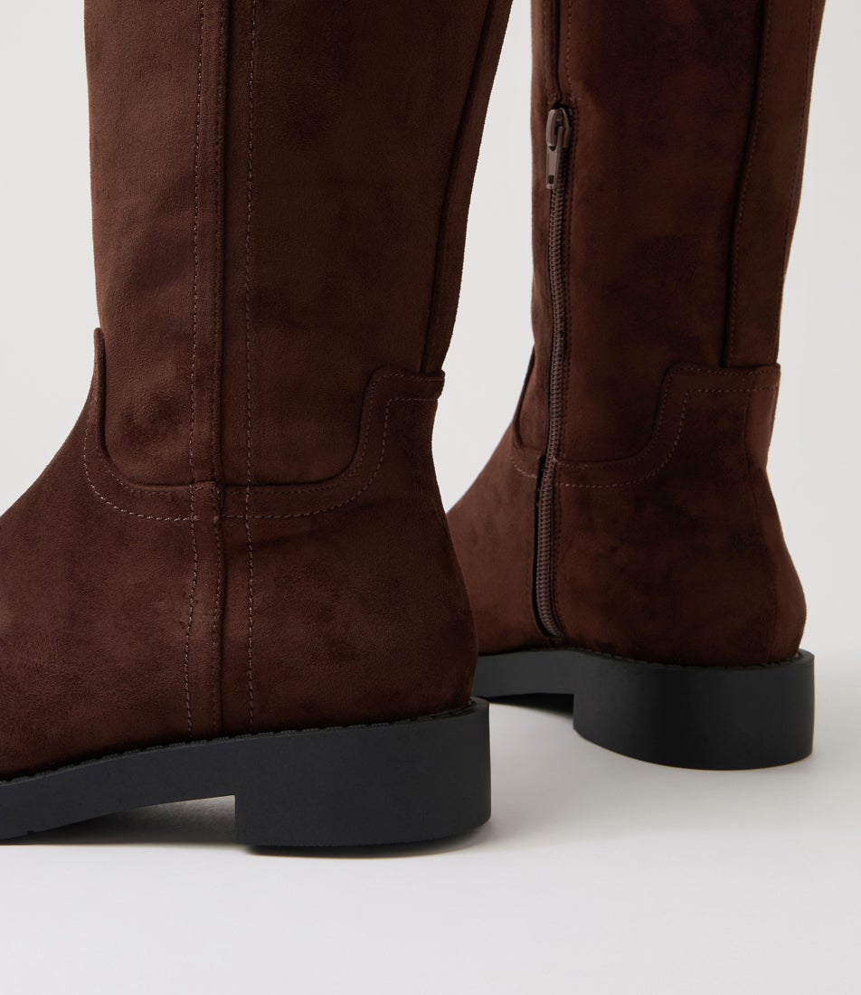 Albany Chocolate Microsuede Knee High Boots